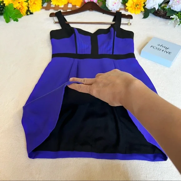 Rebecca Minkoff Violet & Black Night Out Silk Bustie Mini Dress Size 6 - Picture 11 of 17